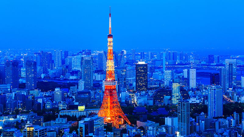 Tokyo tower as seen with skyline