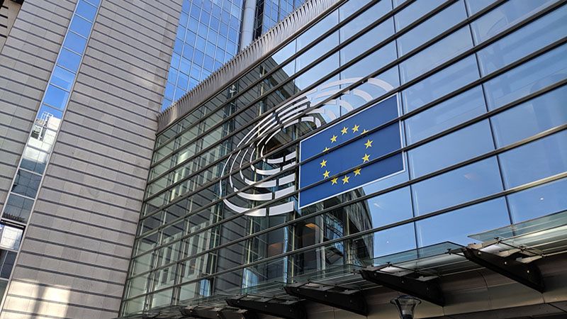 The European parliament in Brussels from outside. Photographed from a public place.