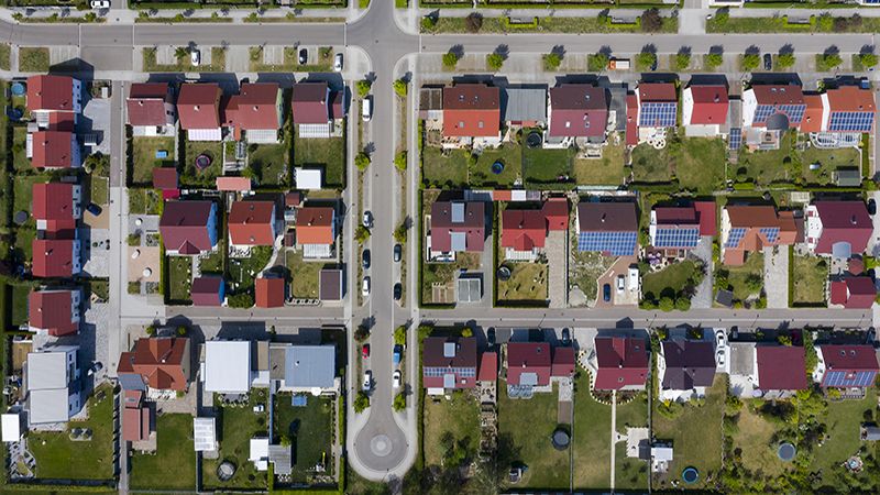 Modern housing development viewed from above.