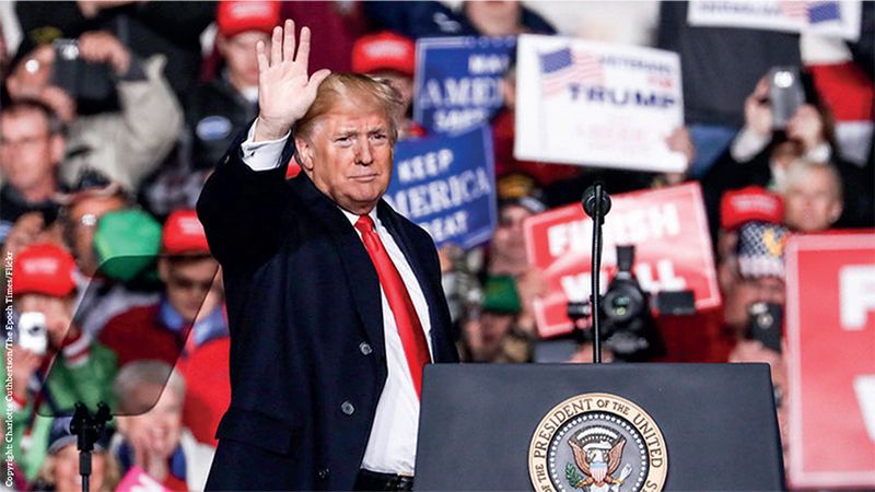 President Donald Trump at a Make America Great Again rally in Mosinee, Wisconsin, on Oct. 24, 2018. (Charlotte Cuthbertson/The Epoch Times)