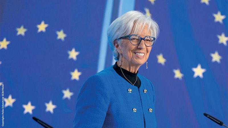 Photo from the ECB Governing Council press conference on January 30, 2025, in Frankfurt am Main, with President Christine Lagarde and Vice-President Luis de Guindos presenting monetary policy decisions and answering journalists' questions. Photo: © Felix Schmitt for ECB