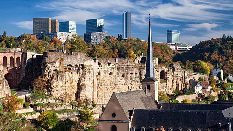 Luxembourg old town view in autumn.