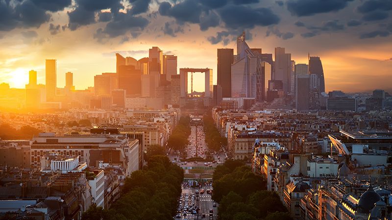 View on the modern district la Defense in Paris